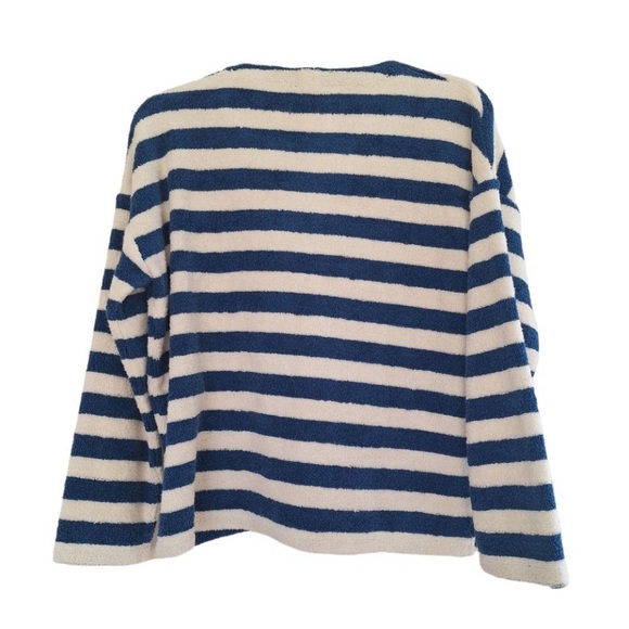 EUC Madewell MWL blue and ivory terry cloth long sleeve top worn once-size M - Picture 6 of 7
